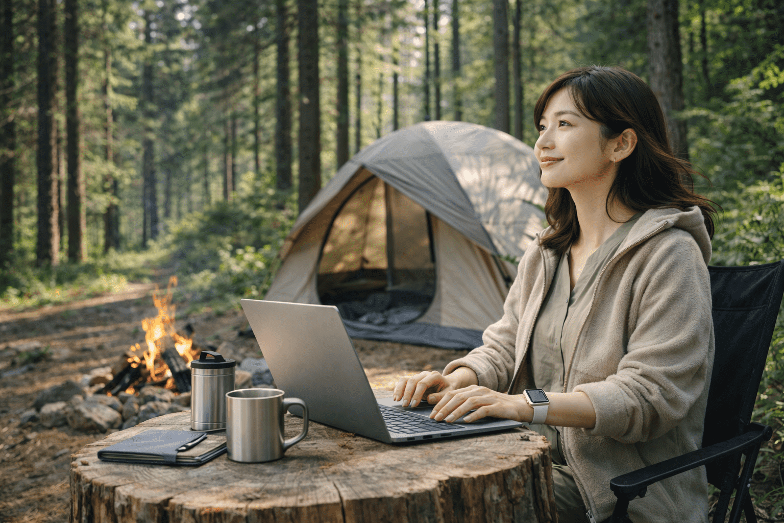 森でリモートワーク